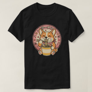 Süßer Corgi isst Ramen Kawaii japanische Nudeln  T-Shirt