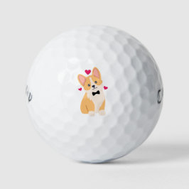 Süßer Corgi mit Fliege mit Herzen Hunde Liebhaber Golfball