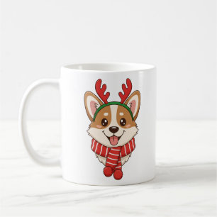 Süßer Corgi mit Rengeweih Weihnachten Kaffeetasse