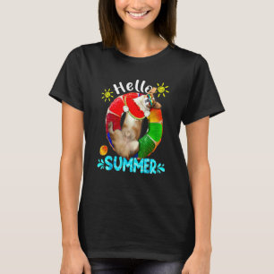 Süßer Corgi Schwimmbad isst Wassermelone Hallo S T-Shirt