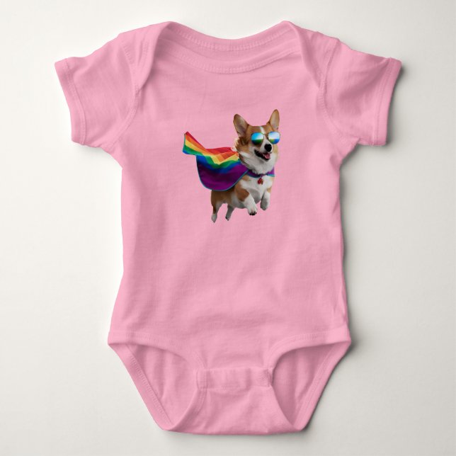 Süßer Corgi Superheld  Baby Strampler (Vorderseite)
