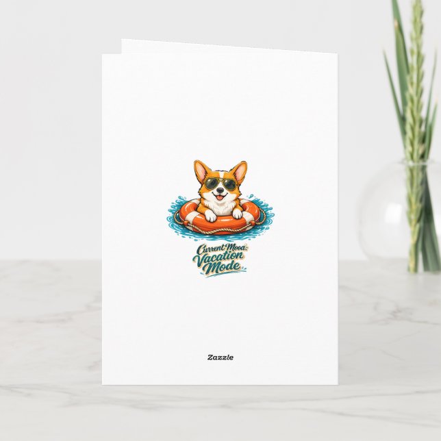 Süßer Corgi "Urlaubsmodus" Sommer-Design Karte (Rückseite)