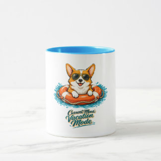 Süßer Corgi "Urlaubsmodus" Sommer-Design Tasse