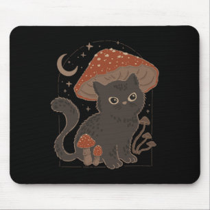 Süßer Cottagcore-Katzen-Pilz-Hut Vintage-Grunge-Äs Mousepad