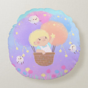 Süßer Cotton Candy Ride mit flauschigen Monstern Rundes Kissen