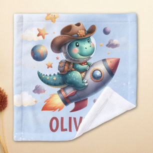 Süßer Cowboy-Astronaut-Dinosaur reitet auf einer W Waschlappen