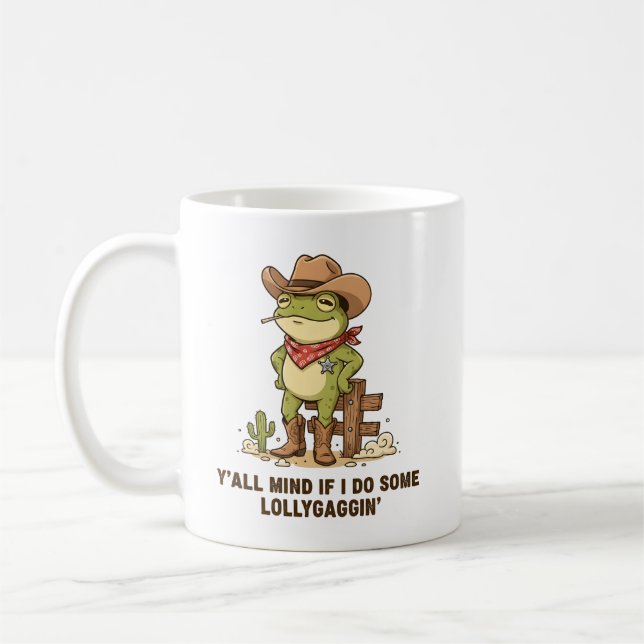 Süßer Cowboy-Frosch, der herumlungert - Western-Fr Kaffeetasse (Links)