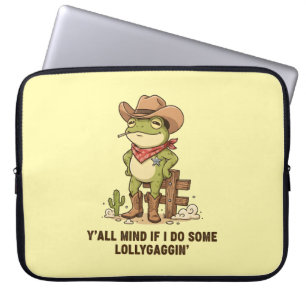 Süßer Cowboy-Frosch, der herumlungert - Western-Fr Laptopschutzhülle