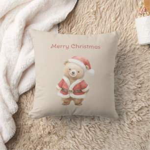 Süßer Creme-Bär-Santa-Weihnachten Kissen