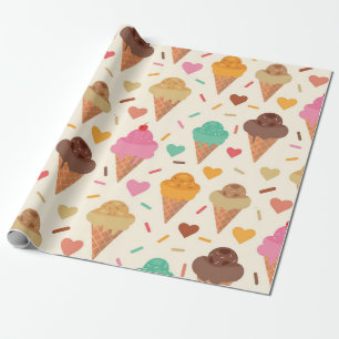 Süßer Creme-Kegel mit Herzen Geschenkpapier