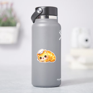 Süßer Croissant-Katz Kawaii-Bäckerei-Vinyl-Aufkleb Aufkleber