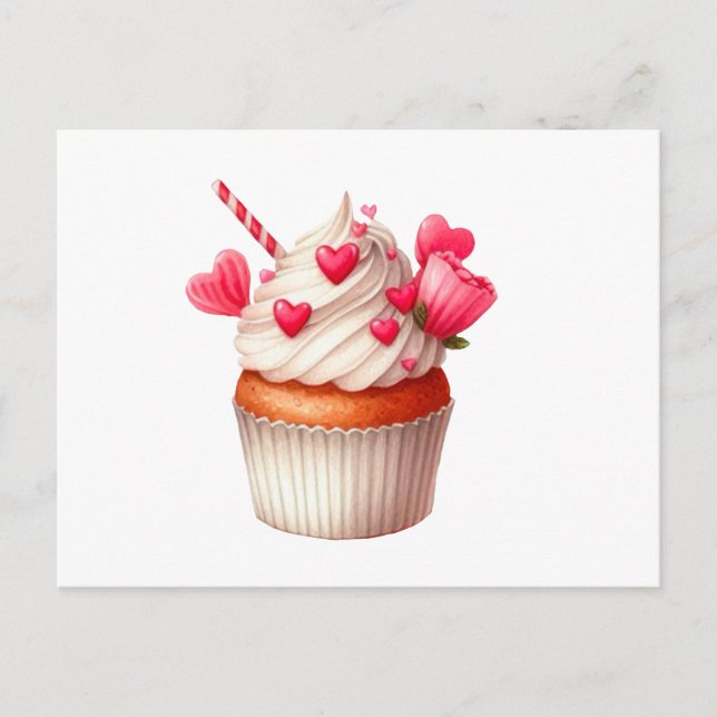 Süßer Cupcake mit Herz Postkarte (Vorderseite)
