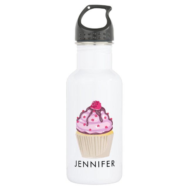 Süßer Cupcake mit Himbeere nach oben Trinkflasche (Vorderseite)