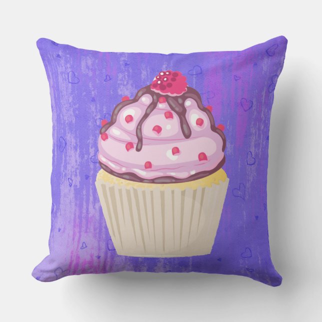 Süßer Cupcake mit Himbeere oben Kissen (Vorderseite)