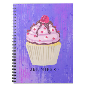 Süßer Cupcake mit Himbeere oben Notizblock
