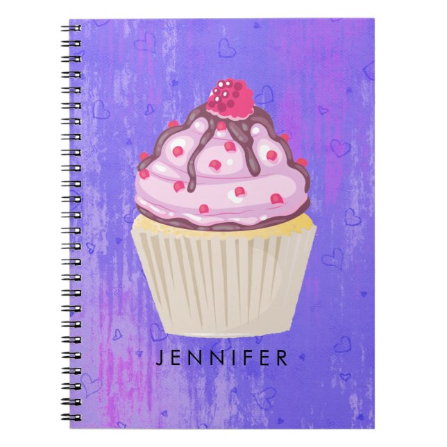 Süßer Cupcake mit Himbeere oben Notizblock (Vorderseite)