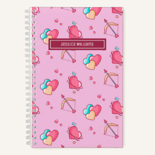 Süßer Cupid-Bogen und Pfeil-Herzmuster Retro-Liebe Notizbuch