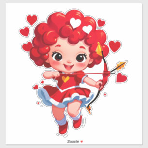 Süßer Cupid mit Bogen und Pfeil Aufkleber