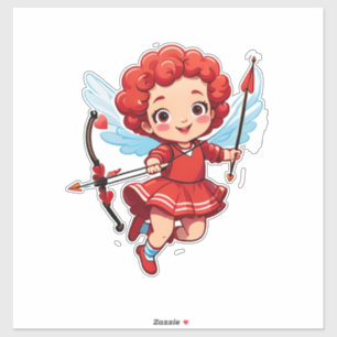 Süßer Cupid mit Bogen und Pfeil Aufkleber
