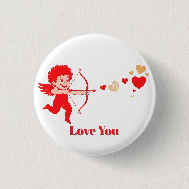 Süßer Cupid mit Bogen und Pfeil Button (Vorderseite)