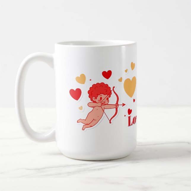 Süßer Cupid mit Bogen und Pfeil Kaffeetasse (Links)