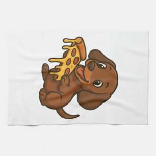 Süßer Dachshund-Cartoon-Pizza-Pizza-Liebhaber-Hund Geschirrtuch