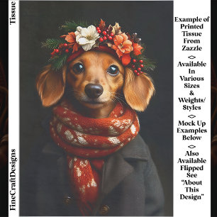 Süßer Dachshund-Hund mit festlichem Schal ED9L Dec Seidenpapier