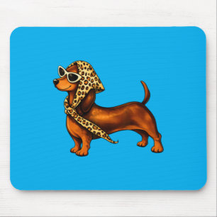 Süßer Dachshund Leopard mit Sonnenbrille Lustig Mousepad