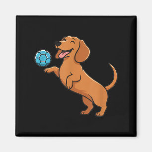 Süßer Dachshund spielt Fußball glücklicher Welpe H Magnet