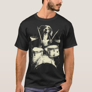 Süßer Dachshund spielt Schlagzeug Lustige Musik Wu T-Shirt