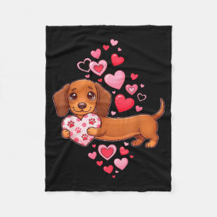 Süßer Dachshund Valentinsherz Lustiger Dachshund W Fleecedecke