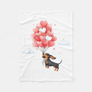Süßer Dachshund Valentinstag Herz Ballon Hunde Lie Fleecedecke