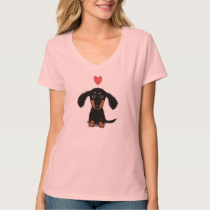 Süßer Dachshund-Welpe mit rosa Herz T-Shirt