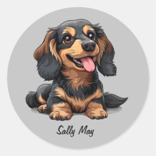 Süßer Dachshund-Welpe runder Sticker individuell