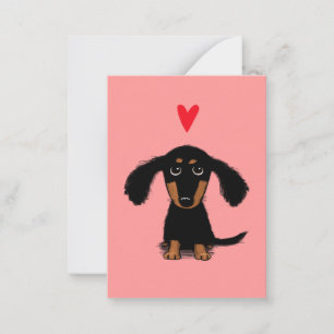 Süßer Dachshund-Welpe zum Valentinstag mit Herz Mitteilungskarte