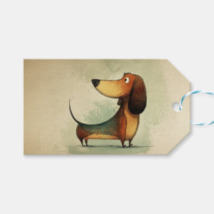 Süßer Dachshund – Whimsische Hundeillustration Geschenkanhänger