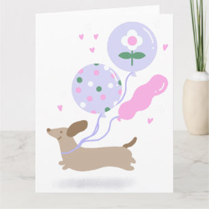 Süßer Dachshund Wiener Hund Liebhaber Party Rosa Karte