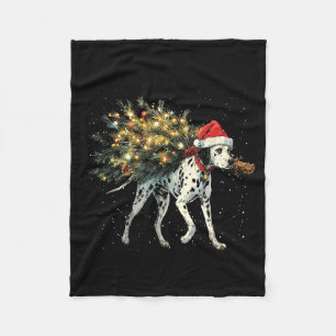 Süßer Dalmatiner Hund In Einem Weihnachtsbaum Für Fleecedecke