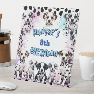 Süßer dalmatinischer Hund Geburtstag Aquarell Sockelschild