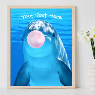 Süßer Delfin, Kaugummiblase, Name oder Nachricht Poster