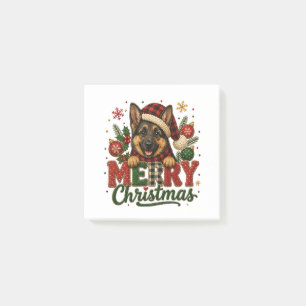 Süßer Deutscher Schäferhund Frohe Weihnachten Post-it Klebezettel