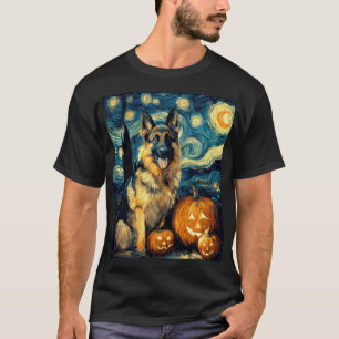 Süßer deutscher Schäferhund Halloween-Kürbisgesich T-Shirt