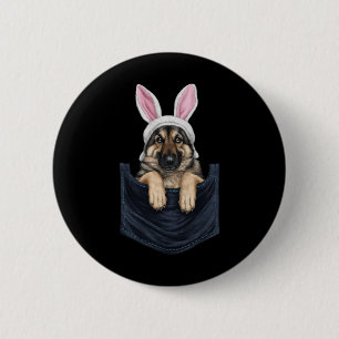 Süßer Deutscher Schäferhund-Hase-Mütze in der Tasc Button