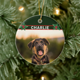 Süßer Deutscher Schäferhund-Name und Foto Weihnach Keramik Ornament