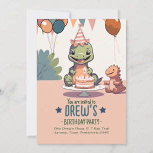 Süßer Dino-Baby-Geburtstag für Kinder Einladung