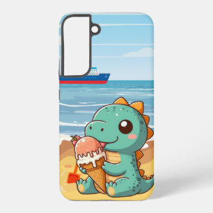 Süßer Dino, der am Strand Eis isst Samsung Galaxy Hülle