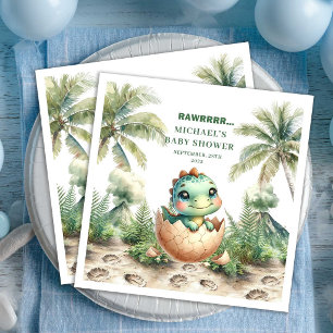 Süßer Dino-Junge Baby Shower Schlüpft bald Serviet Serviette