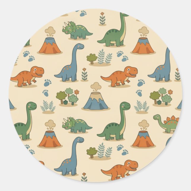 Süßer Dino  Runder Aufkleber (Vorderseite)