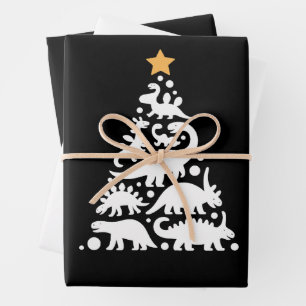 Süßer Dino-Weihnachtsbaum Lustiger Dinosaurier-Fei Geschenkpapier Set