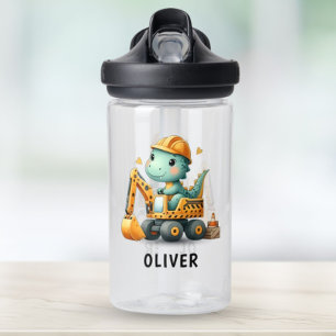 Süßer Dinosaurier auf Bagger Trinkflasche